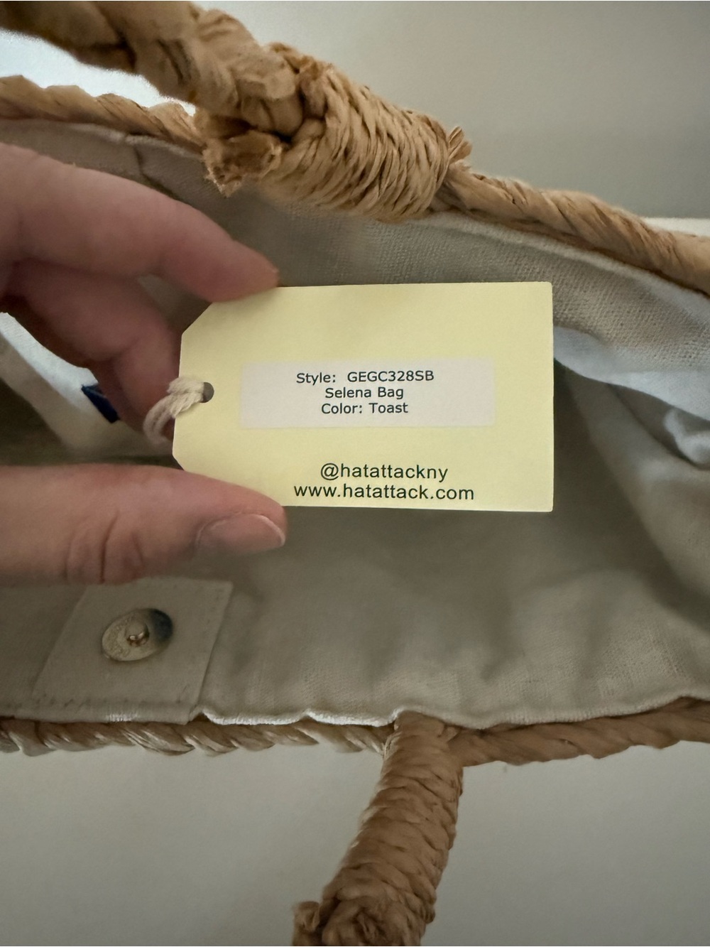 Hat Attack Natural Woven Tote in Tan - Picture 5 of 6